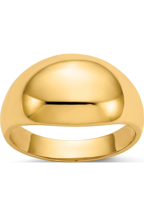 10K Yellow Gold 10Mm Domed-Top Tapered Cigar Band Ringsize 7 (Width 3 To 12) - Jbsp
