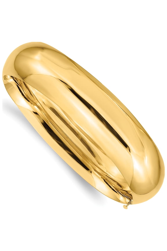 10K Yellow Gold 11/16 High Polished Hinged Bangle Bracelet (Width 17) (Length 7) - Jbsp