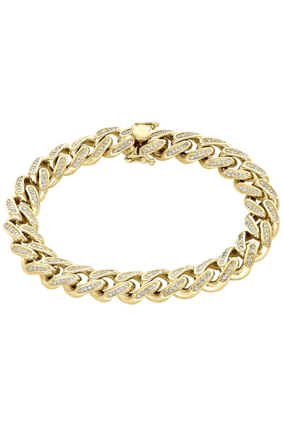 10K Yellow Gold 11.35mm Solid Miami Cuban Link Diamond Bracelet 8.50" | 2.10 CT.