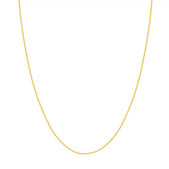 10K Yellow Gold 18" 1.05mm Round Wheat Chain Necklace w/ Lobster Lock - Women