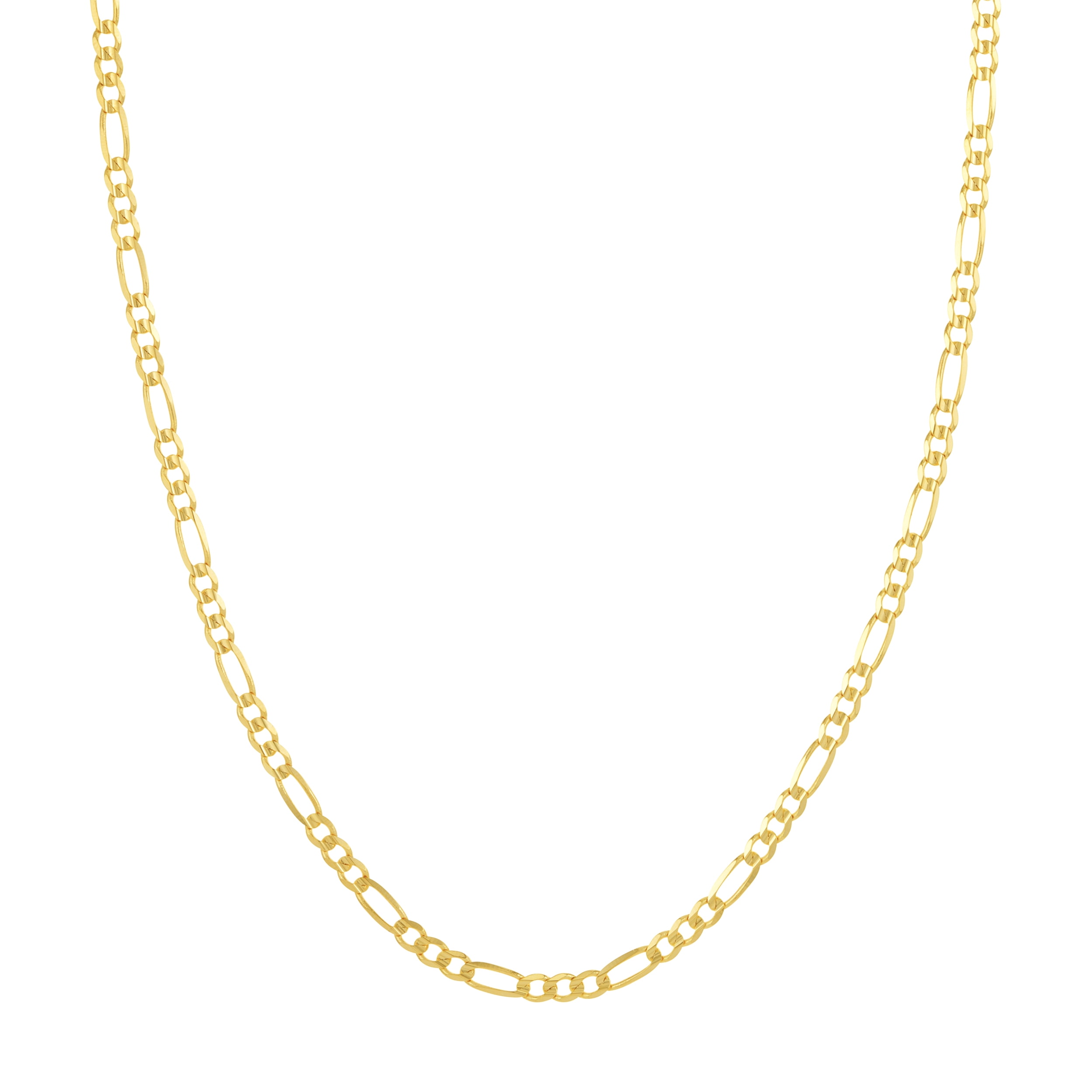10K Yellow Gold 18" 3.9mm Light Concave Figaro Chain Necklace w/ Lobster Lock - Unisex