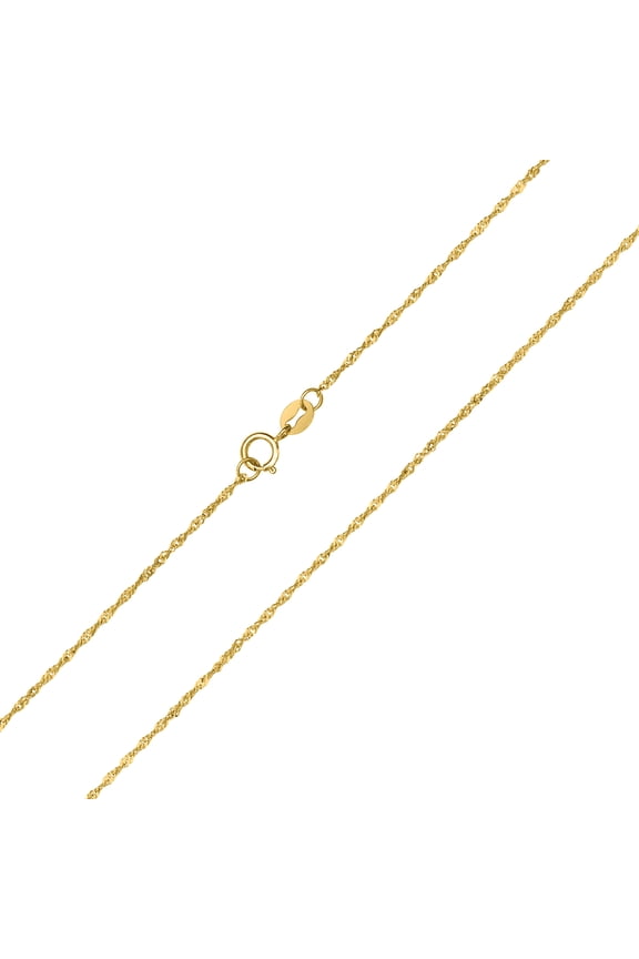 10K Yellow Gold 1MM Singapore Chain with Spring Ring Clasp - 20 Inch