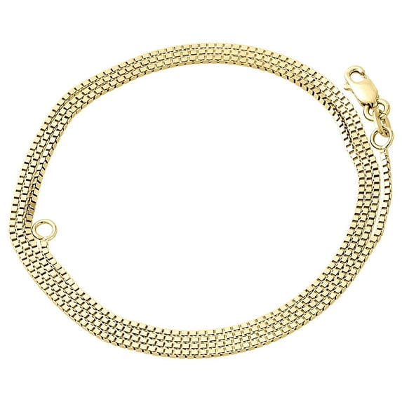 10K Yellow Gold 1MM Solid Box Chain Necklace 18" Length