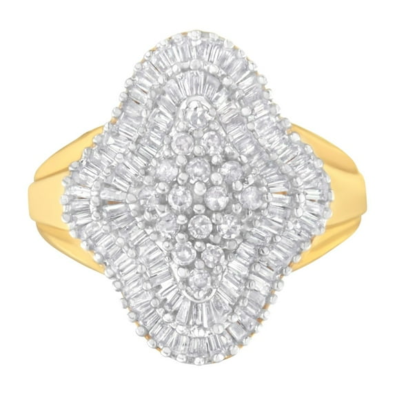 10K Yellow Gold 1ct. TDW Diamond Cluster Ring (I-J,I1-I2)