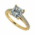 thumbnail image 1 of 10K Yellow Gold 2.00ct Asscher Cut Cathedral Solitaire Engagement Ring, Pure Brilliance Zirconia - Size 11, 1 of 7