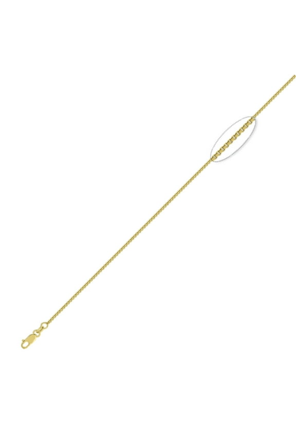 10K Yellow Gold 2.0mm Round Box Chain Necklace Lobster Clasp, 22 Inches