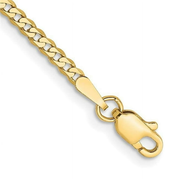 10K Yellow Gold 2.2 mm Flat Beveled Curb Chain 8 in. Bracelet
