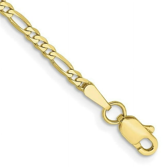 10K Yellow Gold 2.2 mm Flat Figaro Chain 7 in. Bracelet