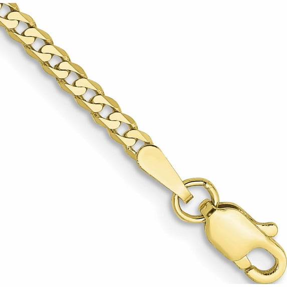10K Yellow Gold 2.2mm Flat Beveled Curb Chain (7 X 2.2) Made In South Africa 10fbu060-7