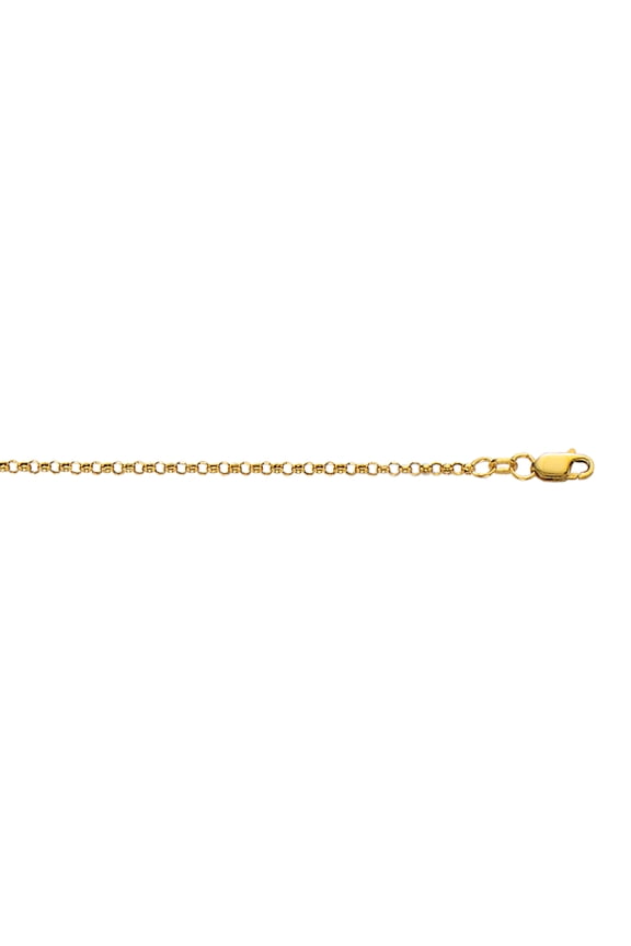 10K Yellow Gold 2.3mm wide Diamond Cut Rolo Chain 16 Necklace with Lobster Clasp
