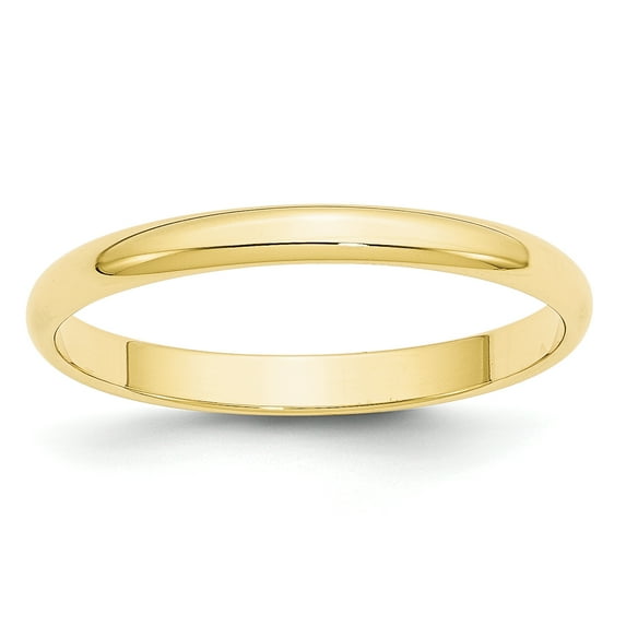 10K Yellow Gold 2.5mm Light Weight Half Round Band Ring Size 4.5