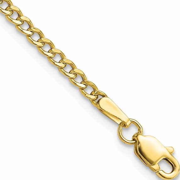 10K Yellow Gold 2.5mm Semi-Solid Curb Link Chain (7 X 2.5) Made In South Africa 10bc124-7