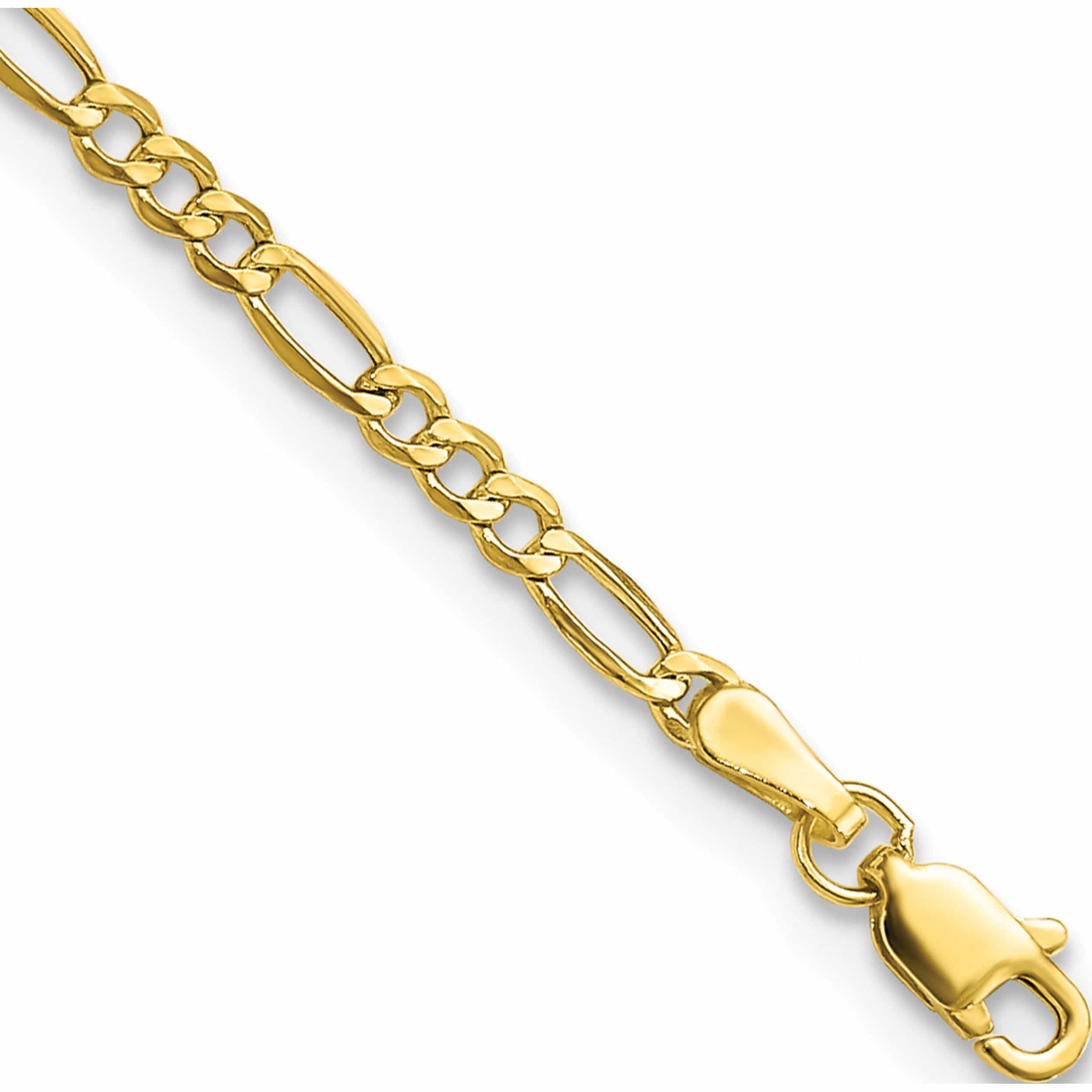 10K Yellow Gold 2.5mm Semi-Solid Figaro Chain Anklet (9 X 2.5) Made In South Africa 10bc120-9