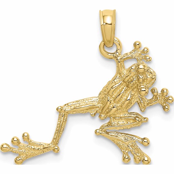 Jewelry by Sweet Pea 10K Yellow Gold 2-D Textured Frog Charm