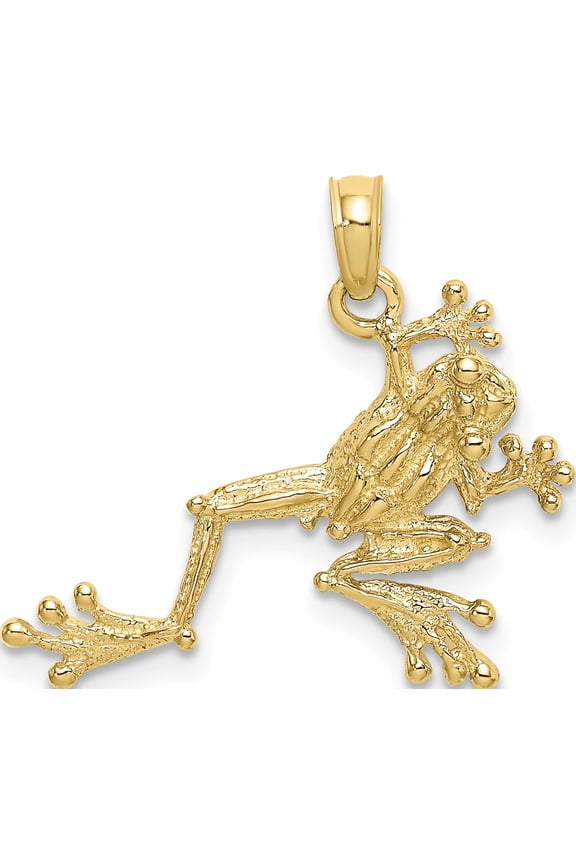 10K Yellow Gold 2-D Textured Frog Charm (20.2 X 23.6) Made In United States -Jewelry By Sweet Pea