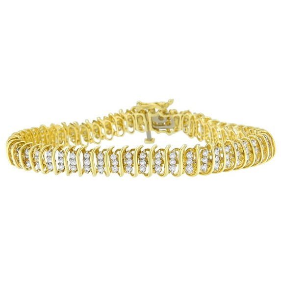 10K Yellow Gold 2 ct TDW Round Cut Diamond Wrap Bracelet (I-J,I2-I3)