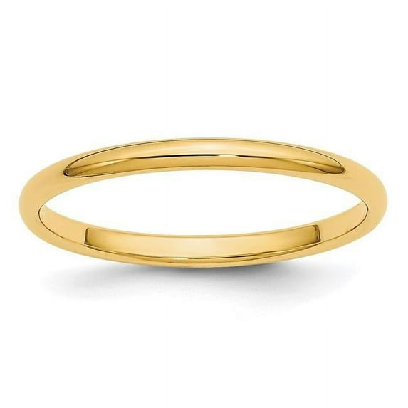 10K Yellow Gold 2 mm Half Round Band - Size 6