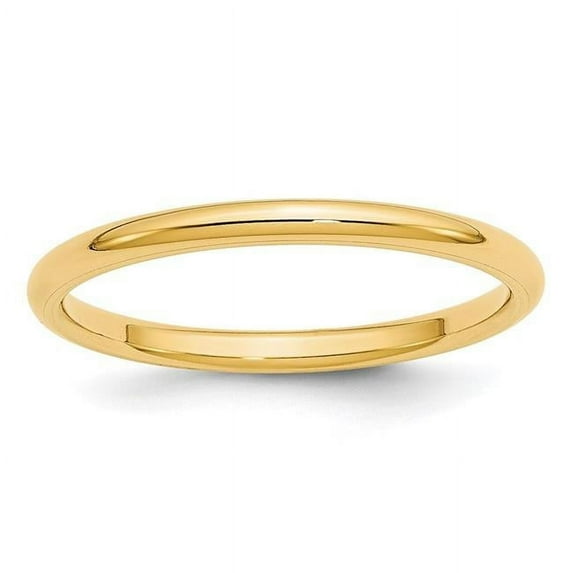 10K Yellow Gold 2 mm Standard Comfort Fit Band, Size 6.5