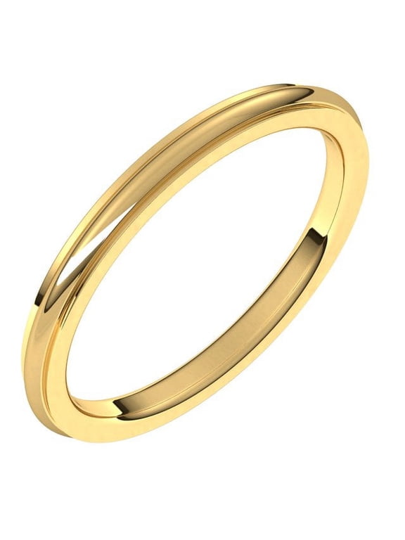 10K Yellow Gold 2 mm Stepped-Edge Comfort-Fit Half Round Band Size 6.5 - Solid Gold Fine Jewelry | Jewelry by Sweet Pea