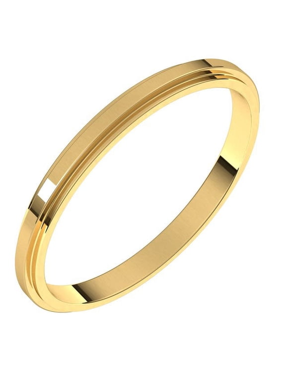 10K Yellow Gold 2 mm Stepped-Edge Flat Band Size 6 - Solid Gold Fine Jewelry | Jewelry by Sweet Pea
