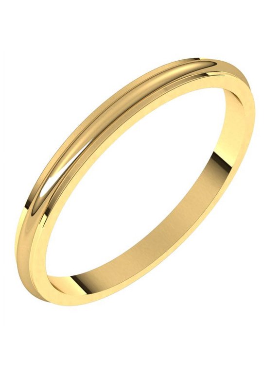 10K Yellow Gold 2 mm Stepped-Edge Half Round Band Size 6 - Solid Gold Fine Jewelry | Jewelry by Sweet Pea