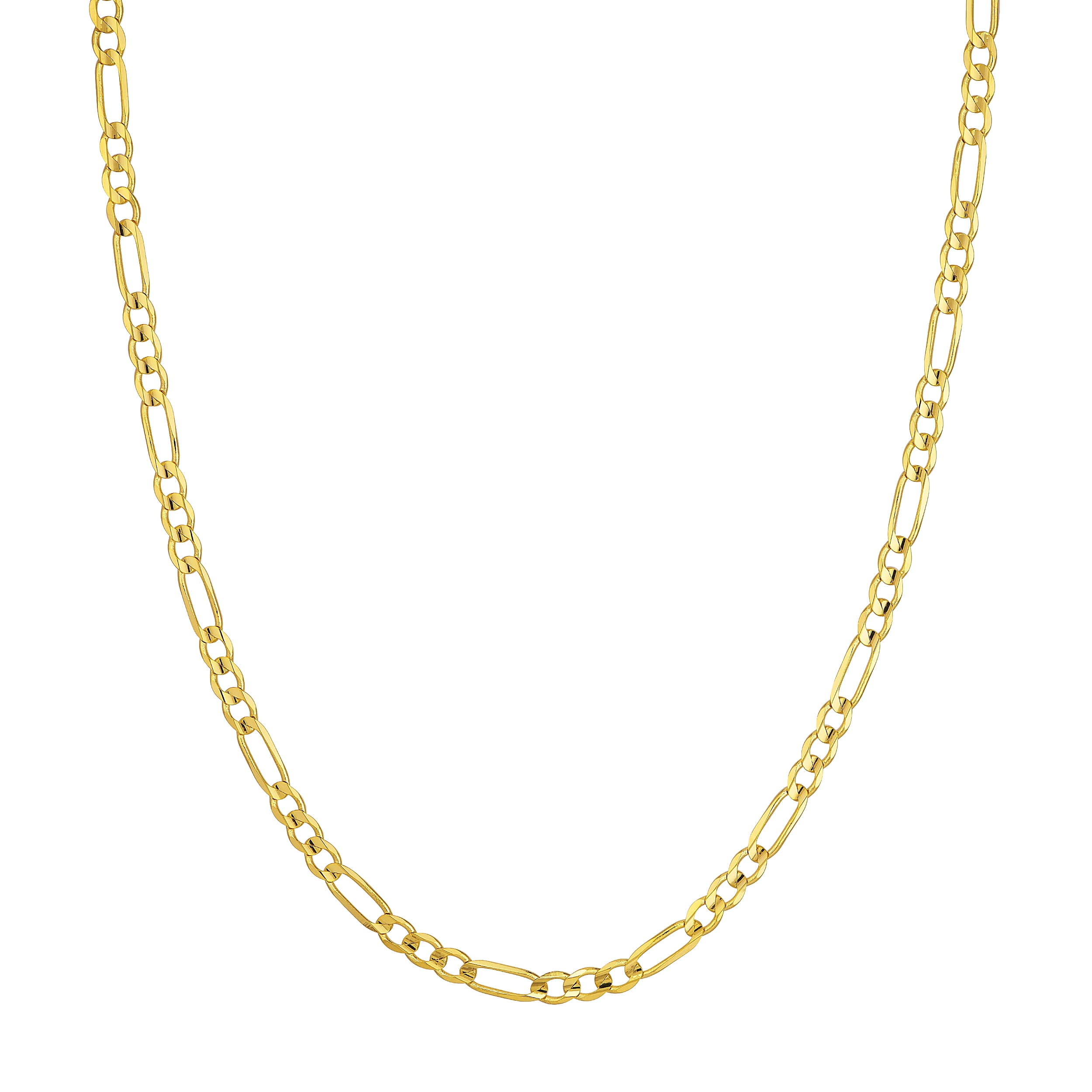 10K Yellow Gold 22" 4.5mm Light Concave Figaro Chain Necklace w/ Lobster Lock - Unisex