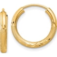 thumbnail image 1 of 10K Yellow Gold 2Mm Satin Diamond-Cut Endless Hoop Earrings (Width 15) (Length 15) - Jbsp, 1 of 5