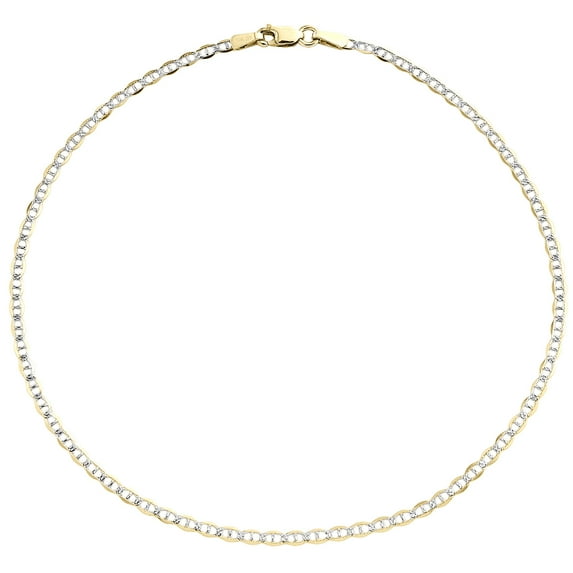 10K Yellow Gold 2mm Diamond Cut Solid Anchor Mariner Bracelet / Anklet 10 Inch