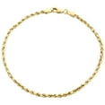 thumbnail image 1 of 10K Yellow Gold 2mm Hollow Diamond Cut Rope Link Bracelet / Anklet 8 Inch, 1 of 3