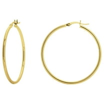 10K Yellow Gold 2x40mm High Polished Hoop Earrings - Women