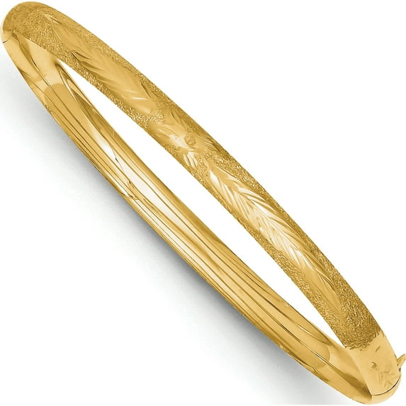 10K Yellow Gold 3/16 Laser Cut Hinged Bangle Bracelet (Width 5) (Length 7) - Jbsp