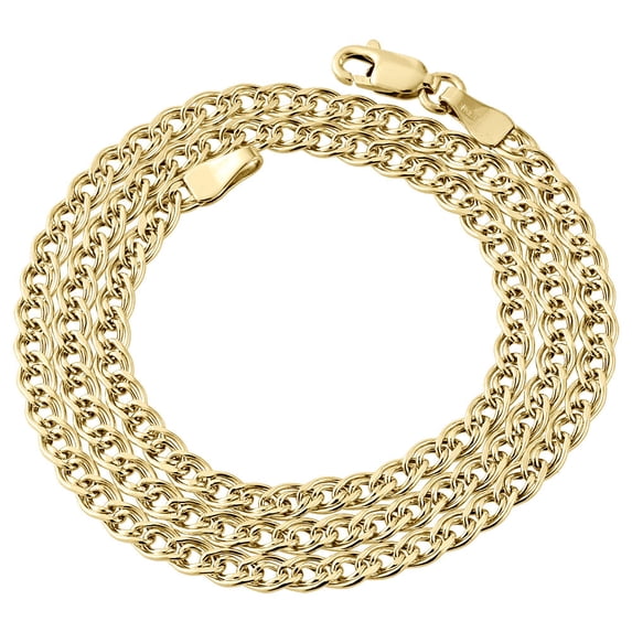 10K Yellow Gold 3.5MM Double Cuban Curb Italian Link Chain Necklace 20 Inches