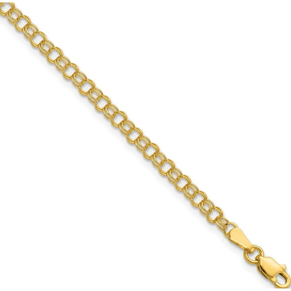 10K Yellow Gold 3.5Mm Solid Double Link Charm Bracelet (Width 3.5) (Length 8) - Jbsp
