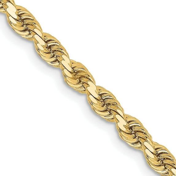 10K Yellow Gold 3.5mm Diamond-Cut Rope Chain - 8" Bracelet