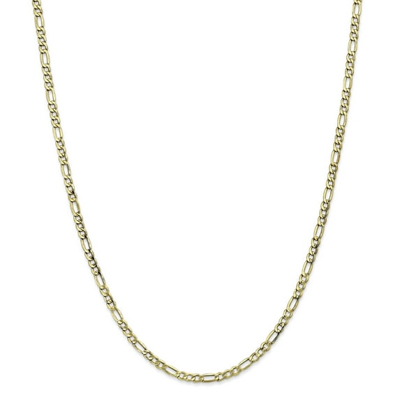 10K Yellow Gold 3.5mm Semi-Solid Figaro Chain 20 IN