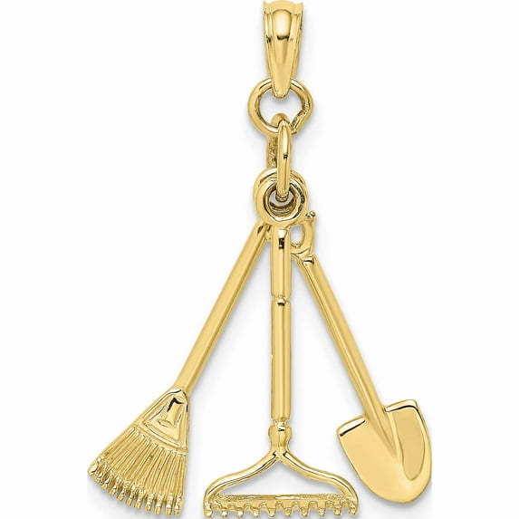 10K Yellow Gold 3-D Moveable Garden Tool Collection Charm (18.8 X 8.9) Made In United States -Jewelry By Sweet Pea