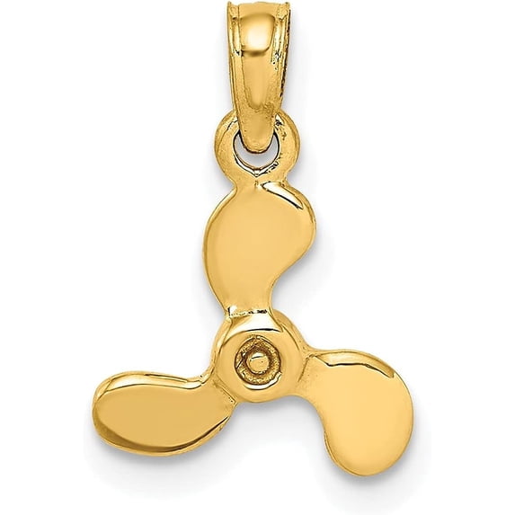 10K Yellow Gold 3-D Polished Mini Three Blade Propeller Charm - 15.2mm