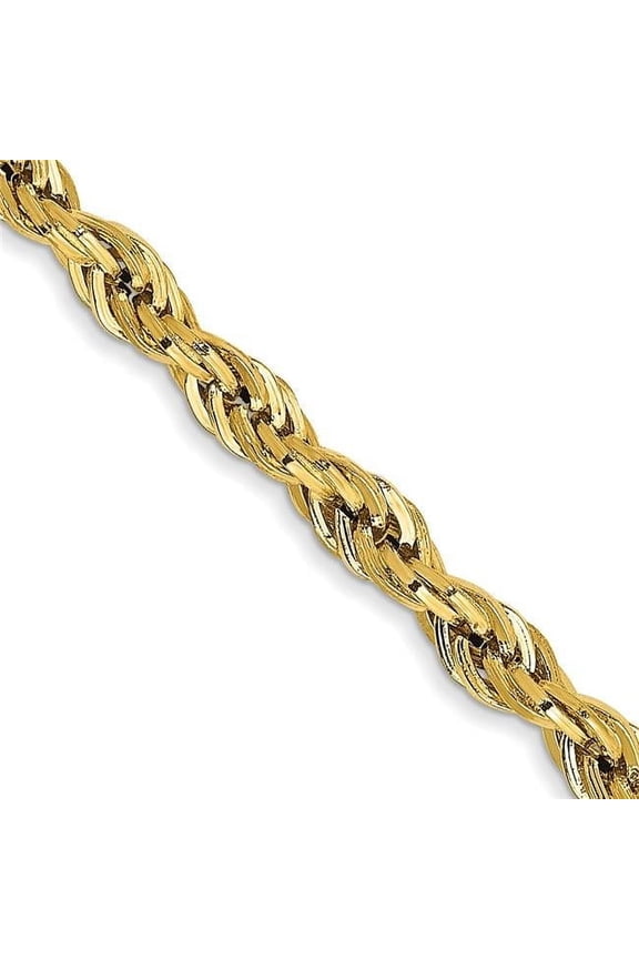 10K Yellow Gold 3 mm Semi-Solid 20 in. Rope Chain