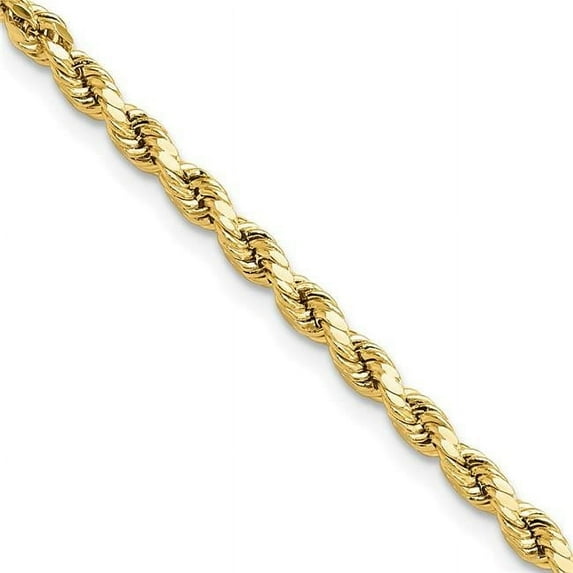10K Yellow Gold 3 mm Semi-Solid Diamond-Cut 24 in. Rope Chain