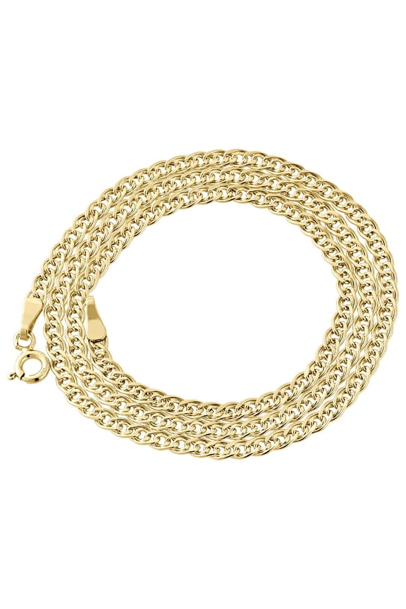 10K Yellow Gold 3MM Double Cuban Curb Italian Link Chain Necklace 16 Inches