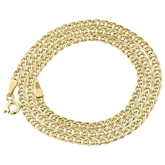 10K Yellow Gold 3MM Double Cuban Curb Italian Link Chain Necklace 22 Inches