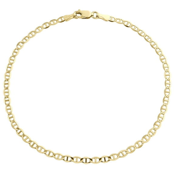10K Yellow Gold 3mm Plain Solid Anchor Mariner Link Bracelet / Anklet 8 Inch