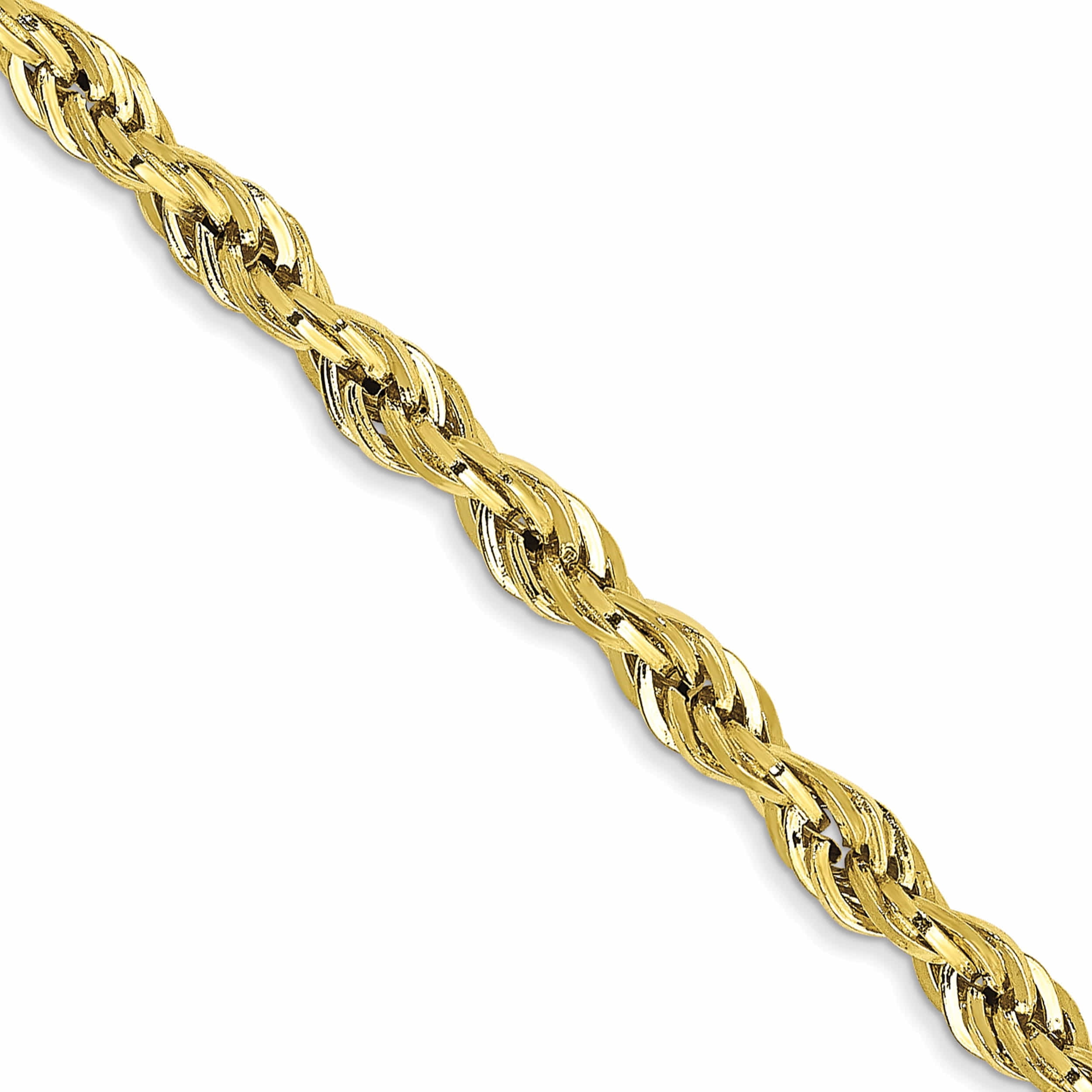 10K Yellow Gold 3mm Semi-Solid Rope Chain (20 X 3) Made In Peru 10bc133-20