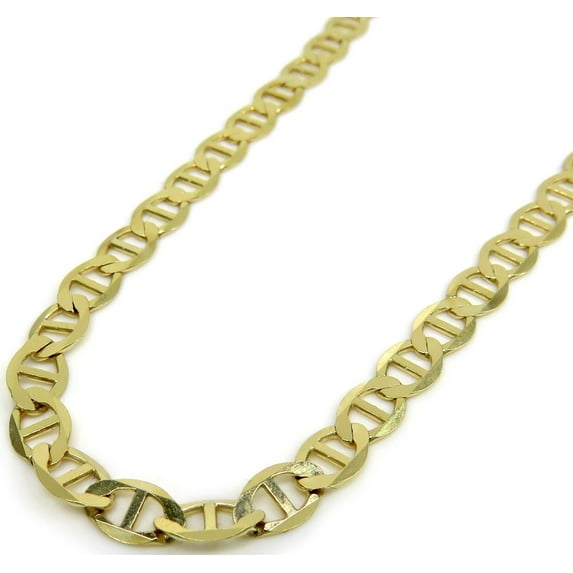 10K Yellow Gold 4.5mm Mariner Chain, FREE Microfiber Cloth, Solid Flat Anchor Link Necklace, Giorgio Bergamo