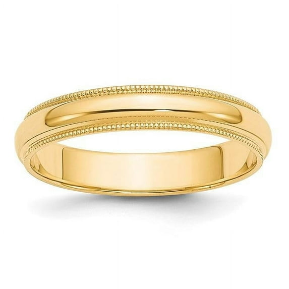 10K Yellow Gold 4 mm Milgrain Half Round Band, Size 9