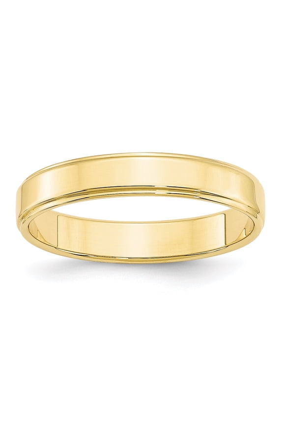 10K Yellow Gold 4mm Flat with Step Edge Band Ring Size 6
