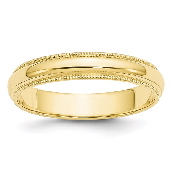 10K Yellow Gold 4mm Milgrain Half Round Band Ring Size 11.5