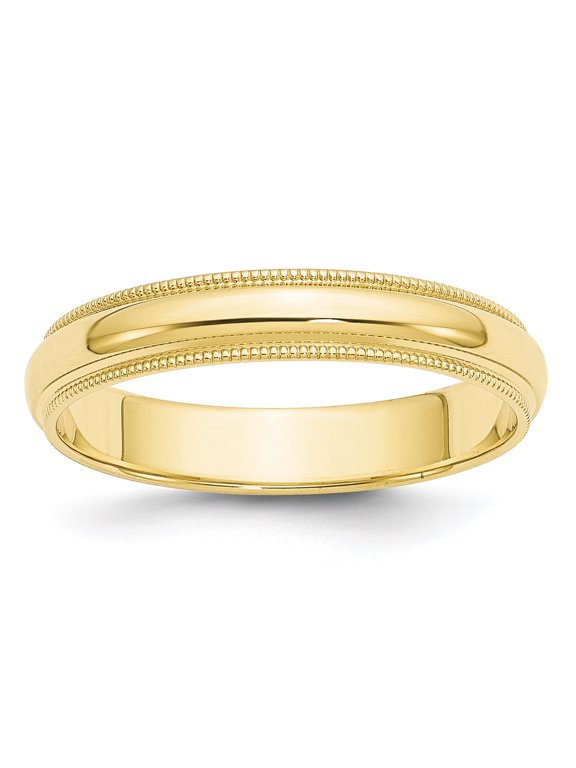 10K Yellow Gold 4mm Milgrain Half Round Band Ring Size 5.5