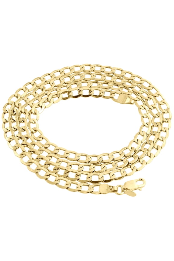10K Yellow Gold 5.40mm Plain Hollow Cuban Curb Chain Link Necklace 16 Inches