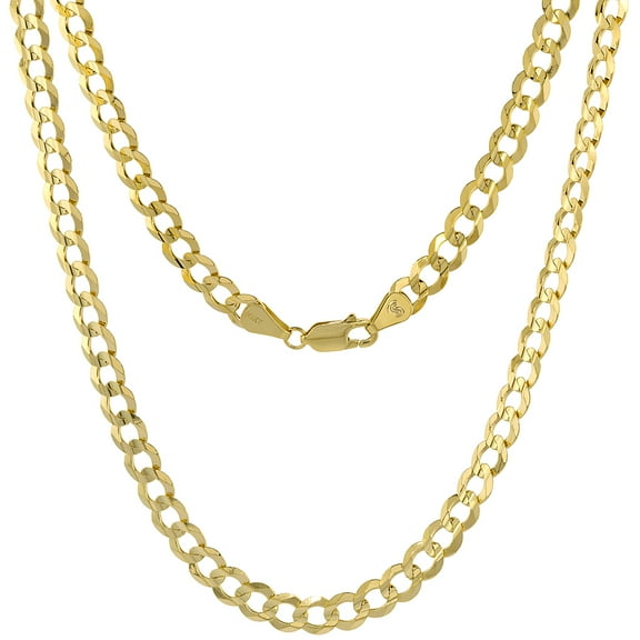 10K Yellow Gold 5.5 mm Curb Link Chain Necklace Concaved Beveled Edges 20 inch